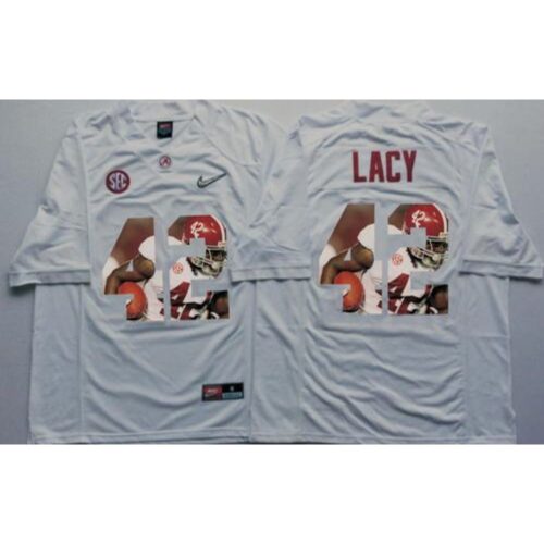 6861d069ac11a_1 Crimson Tide #42 Eddie Lacy White Player Fashion Stitched NCAA Jersey