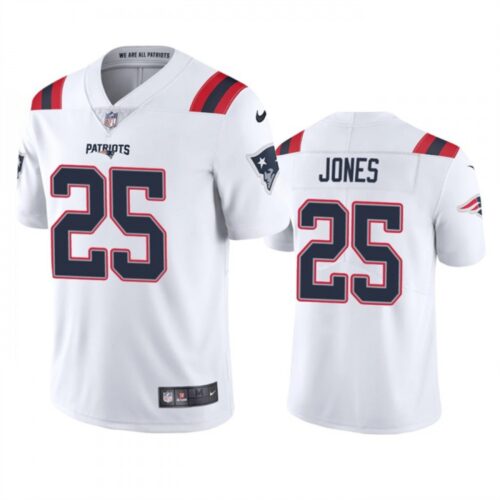 6861d06b6757c_1 Men's New England Patriots #25 Marcus Jones White Vapor Untouchable Limited Stitched Jersey