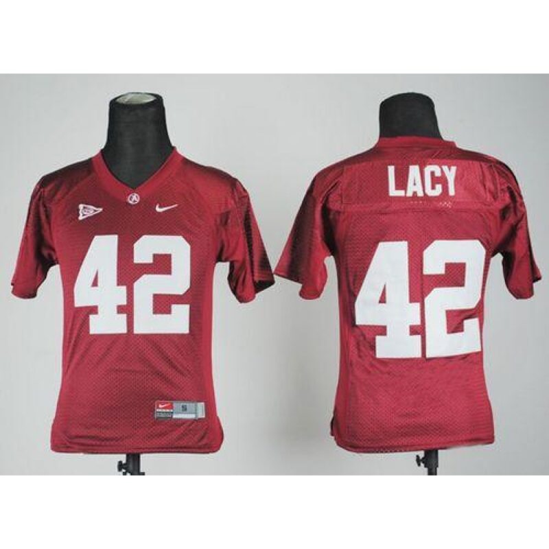 6861d078bf33e_1 Crimson Tide #42 Eddie Lacy Red Stitched Youth NCAA Jersey