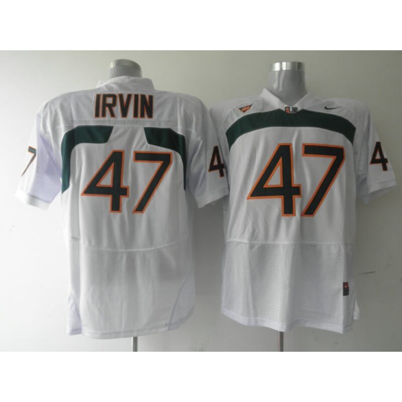 6861d081e9756_1 Hurricanes #47 Michael Irvin White Stitched NCAA Jerseys