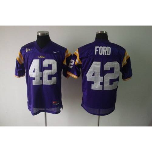6861d0a710322_1 LSU Tigers #42 Michael Ford Purple Stitched NCAA Jersey