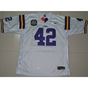 6861d0aa1ecaf_1 LSU Tigers #42 Michael Ford White 2012 BCS Championship Patch Stitched NCAA Jersey