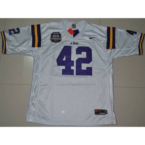 6861d0aa1ecaf_1 LSU Tigers #42 Michael Ford White 2012 BCS Championship Patch Stitched NCAA Jersey