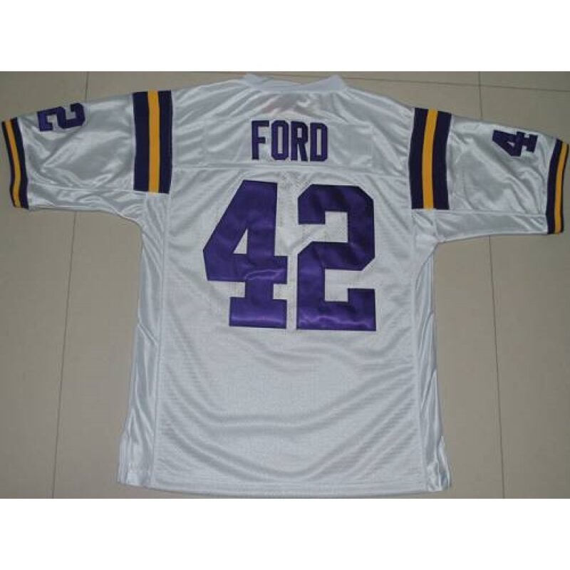6861d0ad35218_1 LSU Tigers #42 Michael Ford White Stitched NCAA Jersey