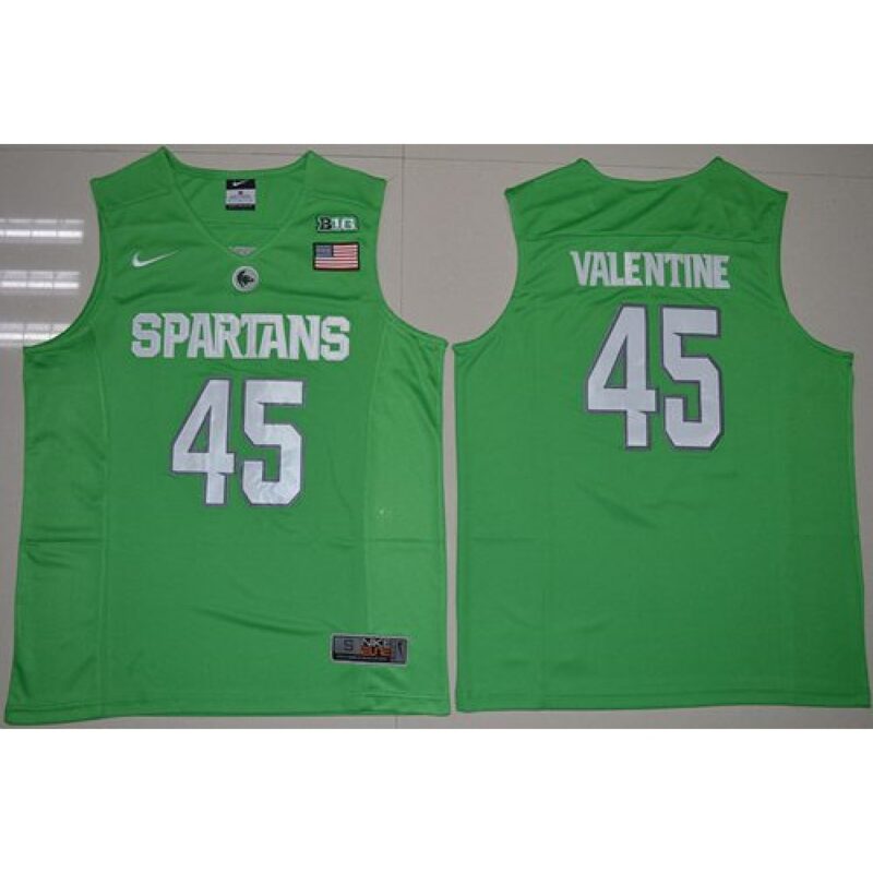 6861d0e87c7e8_1 Spartans #45 Denzel Valentine Apple Green Authentic Basketball Stitched NCAA Jersey