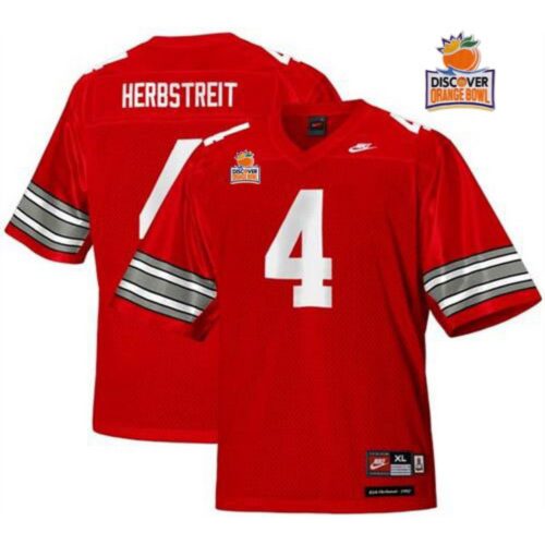 6861d10e2528a_1 Buckeyes #4 Kirk Herbstreit Red Legends of the Scarlet & Gray Throwback 2014 Discover Orange Bowl Patch Stitched NCAA Jersey
