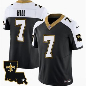 6861d112d7d21_1 Men's New Orleans Saints #7 Taysom Hill Black/White 2023 F.U.S.E. 1987 Legacy Vapor Stitched Jersey
