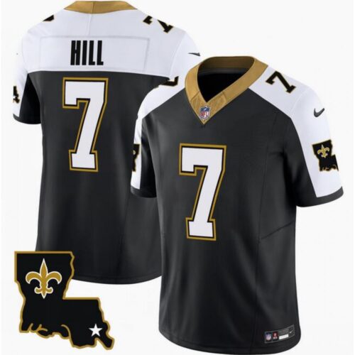 6861d112d7d21_1 Men's New Orleans Saints #7 Taysom Hill Black/White 2023 F.U.S.E. 1987 Legacy Vapor Stitched Jersey