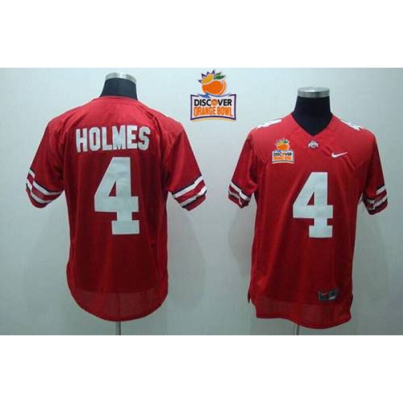 6861d11775d2b_1 Buckeyes #4 Santonio Holmes Red 2014 Discover Orange Bowl Patch Stitched NCAA Jersey