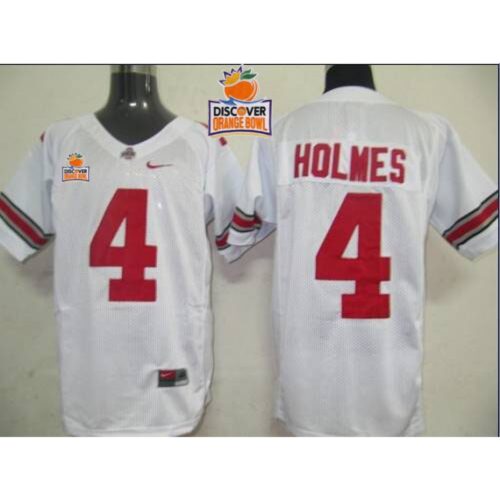 6861d11abdd21_1 Buckeyes #4 Santonio Holmes White 2014 Discover Orange Bowl Patch Stitched NCAA Jersey