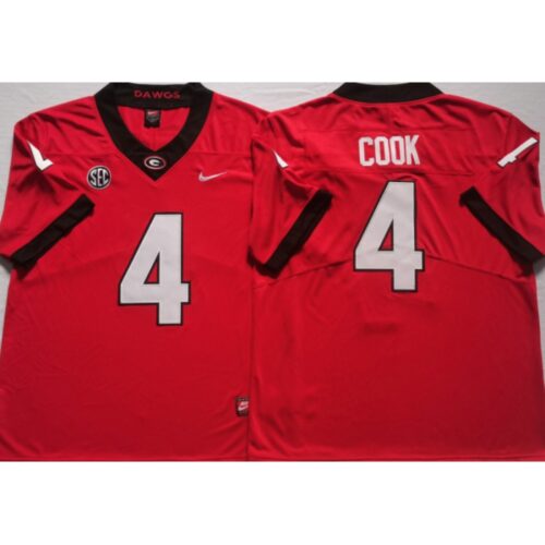 6861d1244f1c4_1 Men's Georgia Bulldogs #4 COOK Red College Football Stitched Jersey