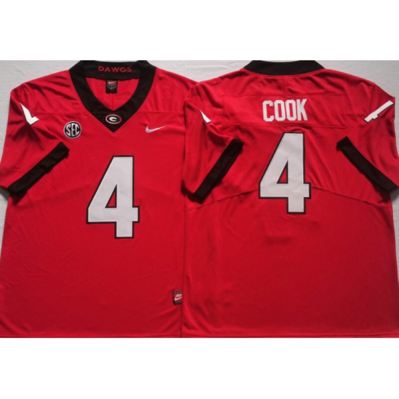 6861d1244f1c4_1 Men's Georgia Bulldogs #4 COOK Red College Football Stitched Jersey