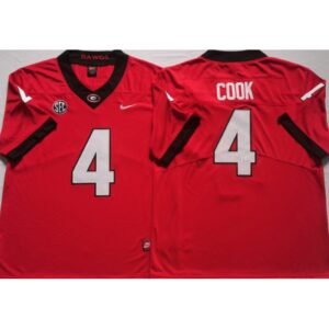 6861d12764cf3_1 Men's Georgia Bulldogs #4 COOK Red College Football Stitched Jersey