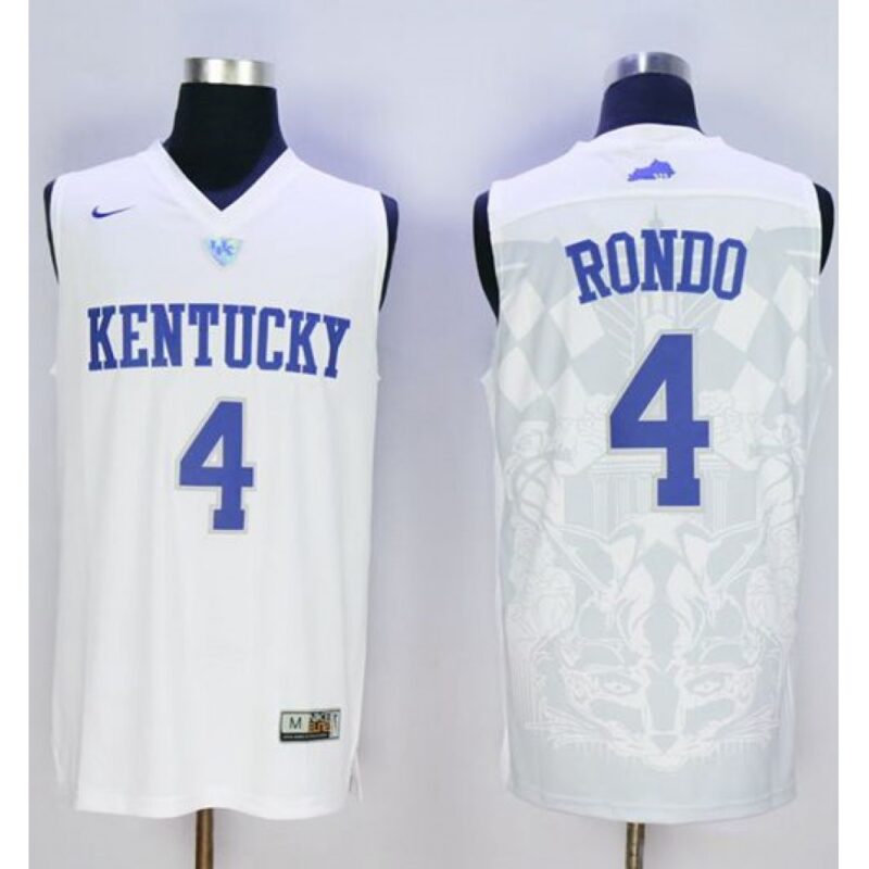 6861d14c42dff_1 Wildcats #4 Rajon Rondo White Basketball Stitched NCAA Jersey