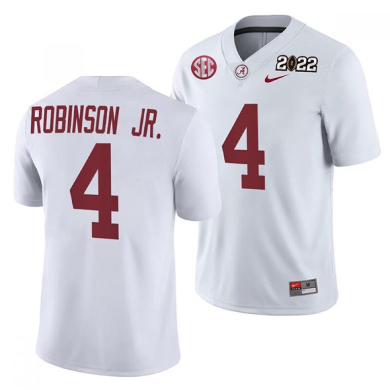 6861d152682d0_1 Men's Alabama Crimson Tide #4 Brian Robinson Jr. 2022 Patch White College Football Stitched Jersey