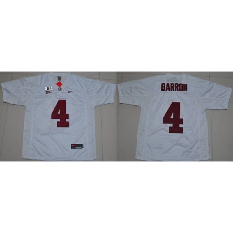6861d16e780ae_1 Crimson Tide #4 Mark Barron White 2016 College Football Playoff National Championship Patch Stitched NCAA Jersey