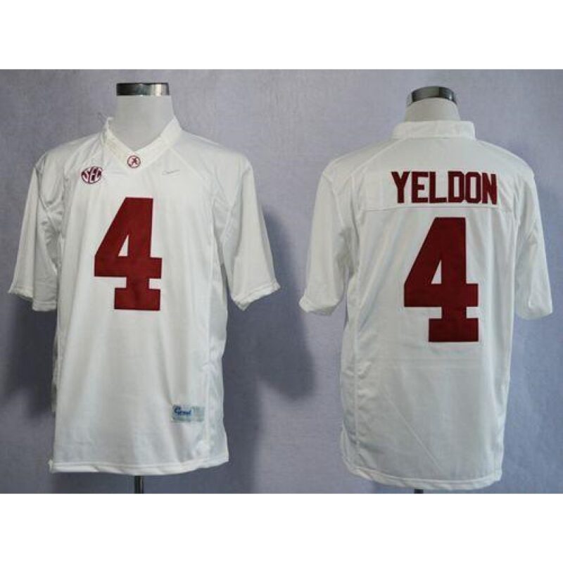 6861d180c9e77_1 Crimson Tide #4 T.J Yeldon White Limited Stitched NCAA Jersey