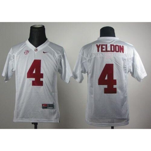 6861d18d32a66_1 Crimson Tide #4 T.J Yeldon White Stitched Youth NCAA Jersey