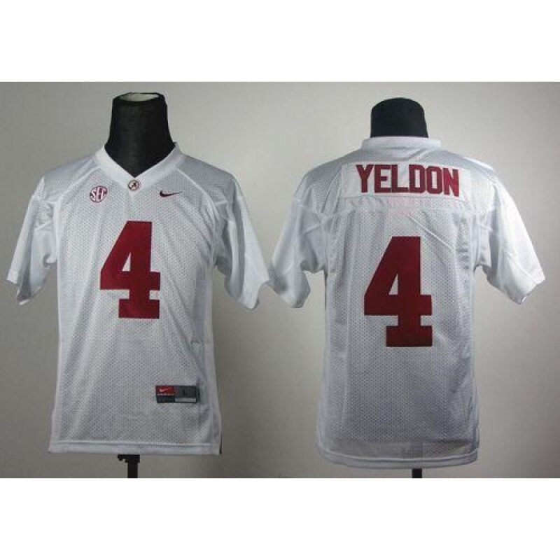 6861d18d32a66_1 Crimson Tide #4 T.J Yeldon White Stitched Youth NCAA Jersey