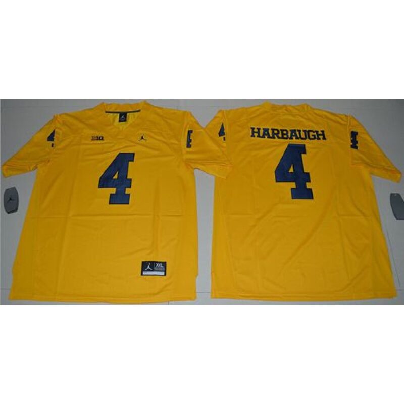 6861d1a5a1b18_1 Wolverines #4 Jim Harbaugh Gold Limited Stitched NCAA Jersey