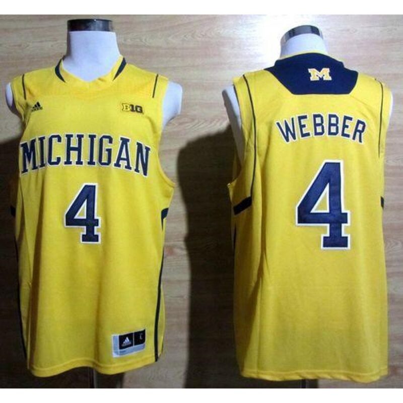 6861d1a8be892_1 Wolverines #4 Chris Webber Gold Basketball Stitched NCAA Jersey