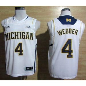 6861d1c22e5fa_1 Wolverines #4 Chris Webber White Basketball Stitched NCAA Jersey