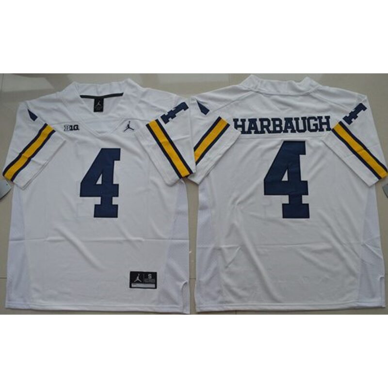 6861d1c859ada_1 Wolverines #4 Jim Harbaugh White Stitched NCAA Jersey
