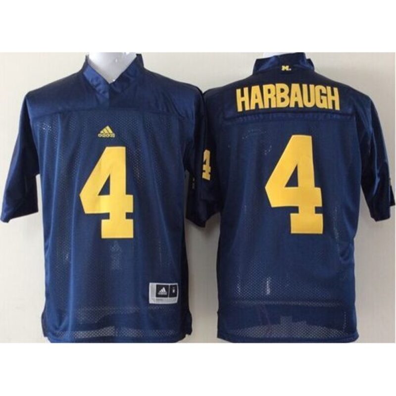 6861d1cb6d187_1 Wolverines #4 Jim Harbaugh Blue Stitched Youth NCAA Jersey