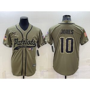 6861d1ce33b36_1 Men's New England Patriots #10 Mac Jones Olive 2022 Salute to Service Cool Base Stitched Baseball Jersey