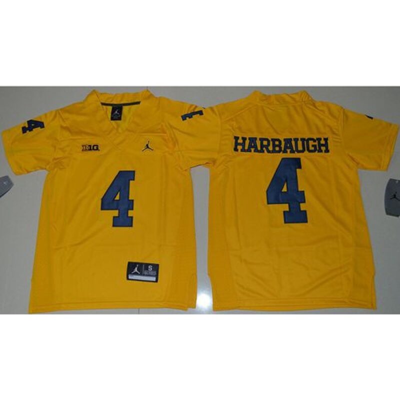6861d1ce60599_1 Wolverines #4 Jim Harbaugh Gold Stitched Youth NCAA Jersey