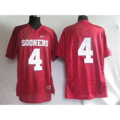 6861d1e102945_1 Sooners #4 Red Stitched NCAA Jersey