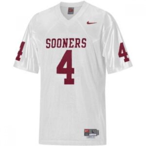 6861d1e74b597_1 Sooners #4 White Stitched NCAA Jersey