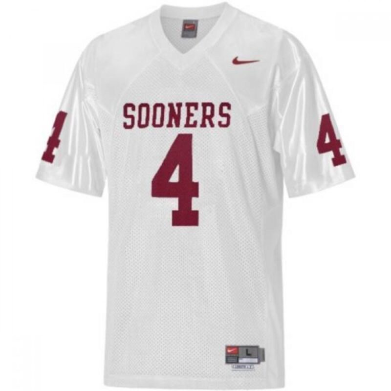 6861d1e74b597_1 Sooners #4 White Stitched NCAA Jersey