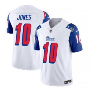 6861d23a22e30_1 Men's New England Patriots #10 Mac Jones White/Blue 2023 F.U.S.E. Throwback Limited Stitched Football Jersey