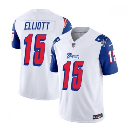 6861d2476f025_1 Men's New England Patriots #15 Ezekiel Elliott White/Blue 2023 F.U.S.E. Throwback Limited Stitched Football Jersey
