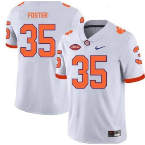6861d29f10be3_1 Men's Clemson Tigers #35 Justin Foster White Stitched Football Jersey