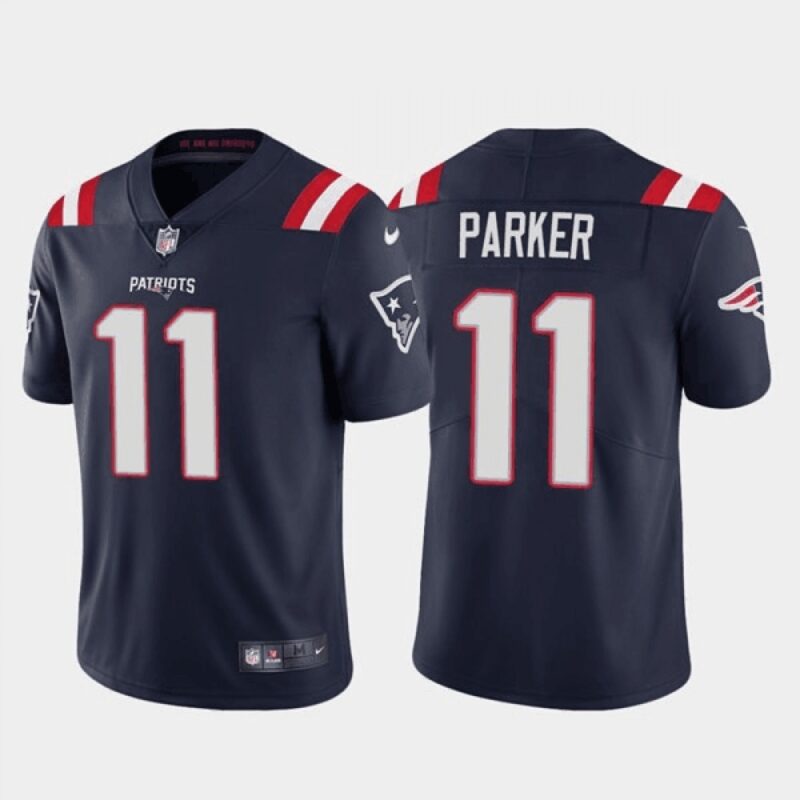 6861d29f578bd_1 Men's New England Patriots #11 DeVante Parker Navy Vapor Untouchable Limited Stitched Jersey