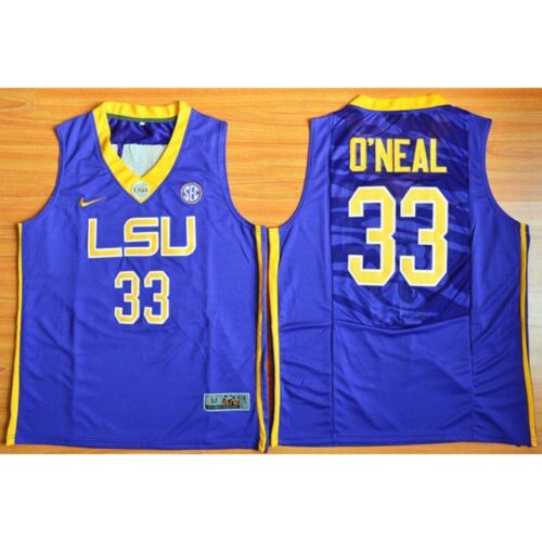 6861d2b2bc840_1 LSU Tigers #33 Shaquille O'Neal Purple Basketball Stitched NCAA Jersey