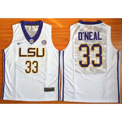 6861d2b9449e1_1 LSU Tigers #33 Shaquille O'Neal White Basketball Stitched NCAA Jersey