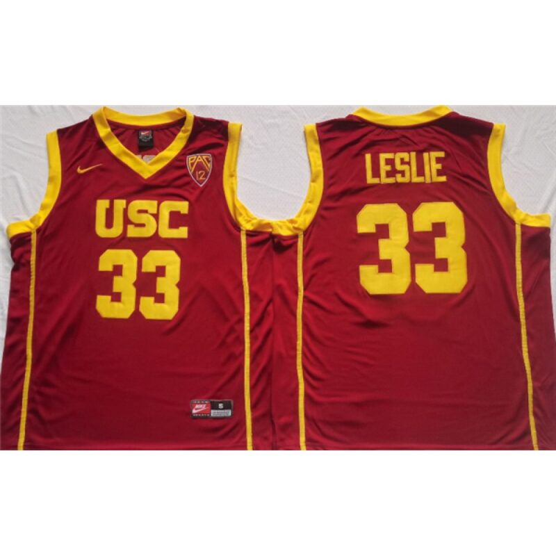 6861d2bf98bf1_1 Men's USC Trojans #33 Lisa Leslie Red Stitched Jersey