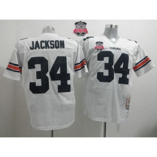 6861d2e3c6217_1 Tigers #34 Bo Jackson White Throwback 2014 BCS Bowl Patch Stitched NCAA Jersey