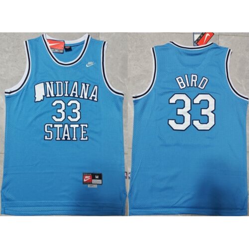 6861d2ed31cdc_1 Men's Indiana State Sycamores #33 Larry Bird Blue Stitched Jersey