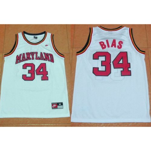 6861d30764fc2_1 Terrapins #34 Len Bias White Basketball Stitched NCAA Jersey