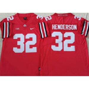 6861d32166e0f_1 Men's Ohio State Buckeyes #32 HENDERSON Red Stitched Jersey