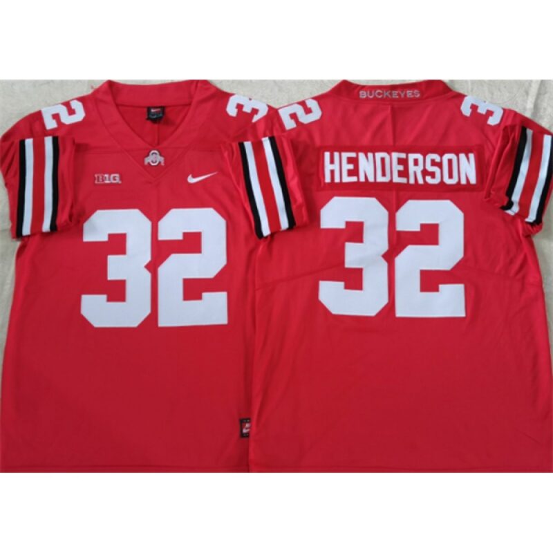 6861d32166e0f_1 Men's Ohio State Buckeyes #32 HENDERSON Red Stitched Jersey