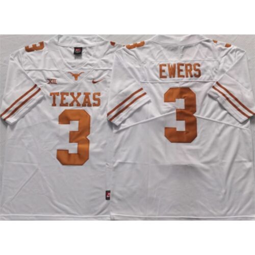 6861d33b0ebfa_1 Men's Texas Longhorns #3 Ewers White Stitched Jersey