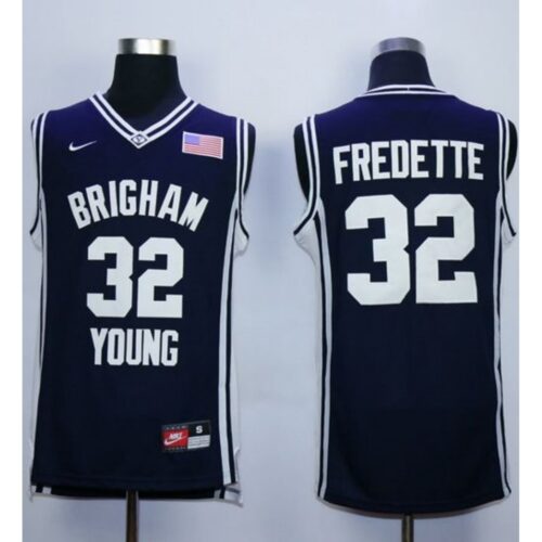 6861d3a5bcbdb_1 BYU Cougars #32 Jimmer Fredette Navy Blue Basketball Stitched NCAA Jersey