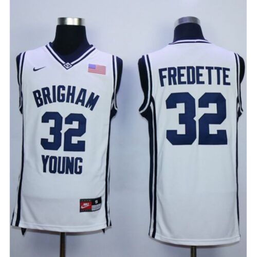 6861d3a9036df_1 BYU Cougars #32 Jimmer Fredette White Basketball Stitched NCAA Jersey