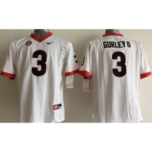 6861d3af5339a_1 Bulldogs #3 Todd Gurley II White Stitched Youth NCAA Jersey