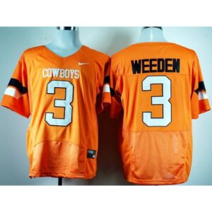6861d3bc30c1b_1 Cowboys #3 Brandon Weeden Orange Pro Combat Stitched NCAA Jersey